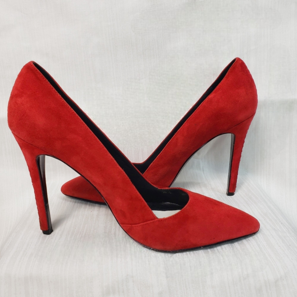 Alice and Olivia Suede Stiletto Pumps Scarlet